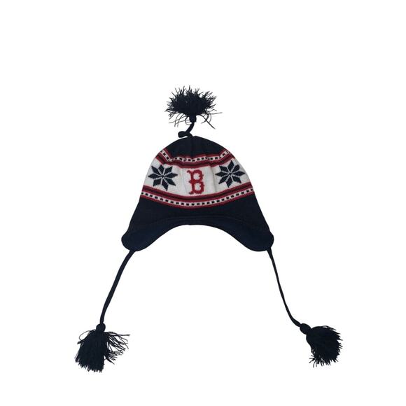 Boston Red Sox 47 Brand Knit Beanie Hat With Earflaps & Pom - Picture 1 of 8